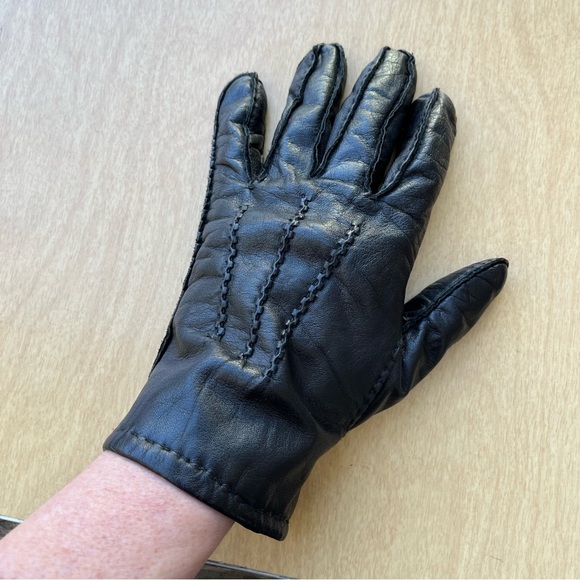 Lands’ End Men’s Black Leather Cashmere Lined Gloves Sz S - Picture 8 of 10